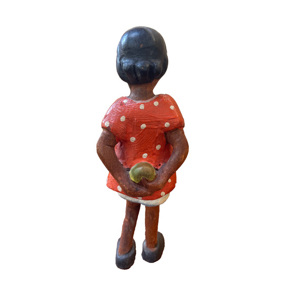 Thomas Brown Folk Art Wood Carving of Young Girl Holding Apple - Picture 4 of 6